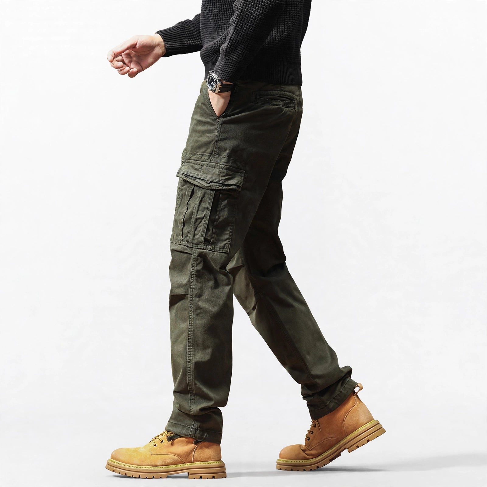 Pantalon cargo multipoches coupe décontractée #3809