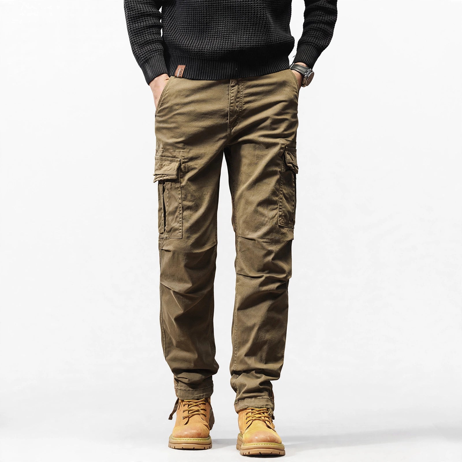 Multi-Pocket Relaxed Fit Cargo Pants #3809
