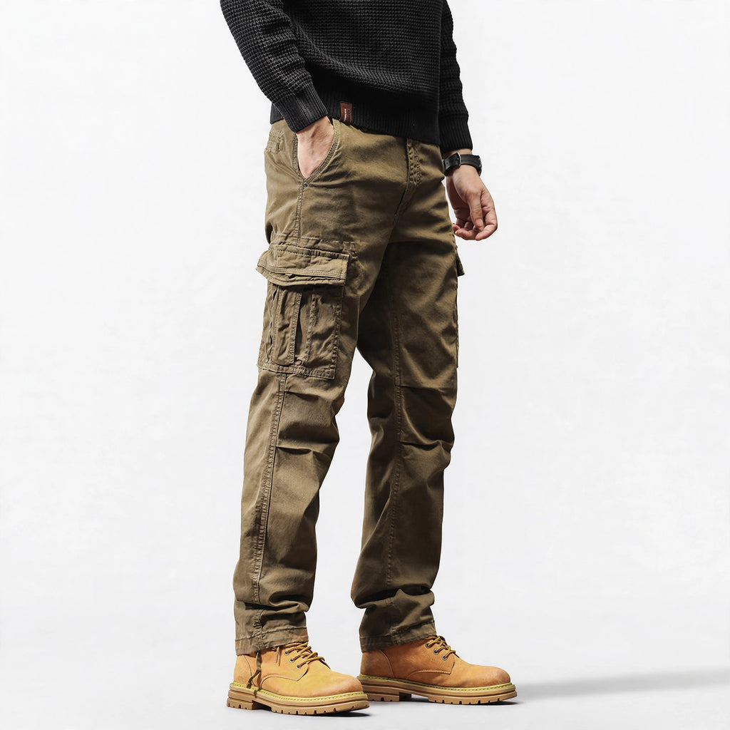 Pantalon cargo multipoches coupe décontractée #3809